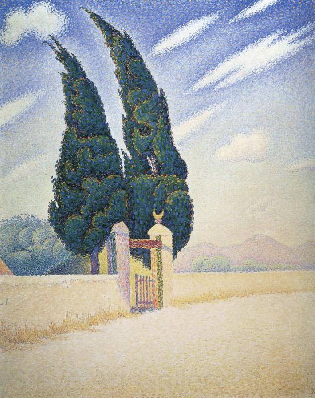 Paul Signac two cypresses mistral